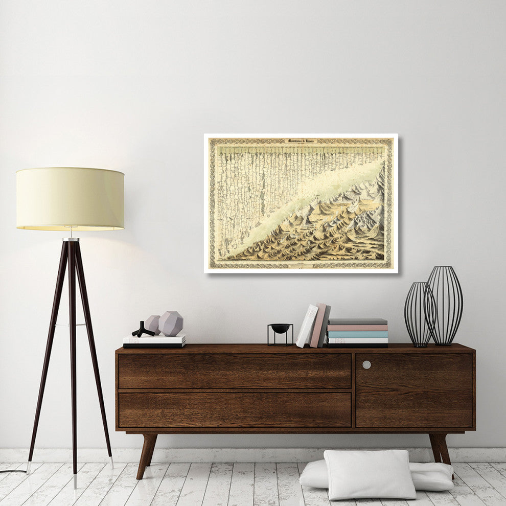 "Mountains & Rivers, 1856" Digital Paper Print by G.W. Colton, 46"x33"