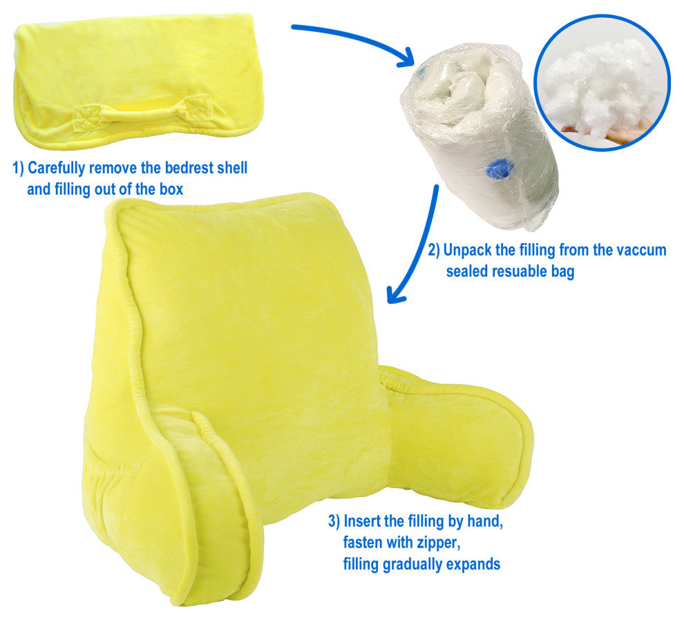 Supersoft Bedrest Lounger Backrest With DIY Filling, Butter Cup