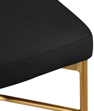 Rivage Durable Linen Textured Fabric Stool (Set of 2), Black, Brushed Gold