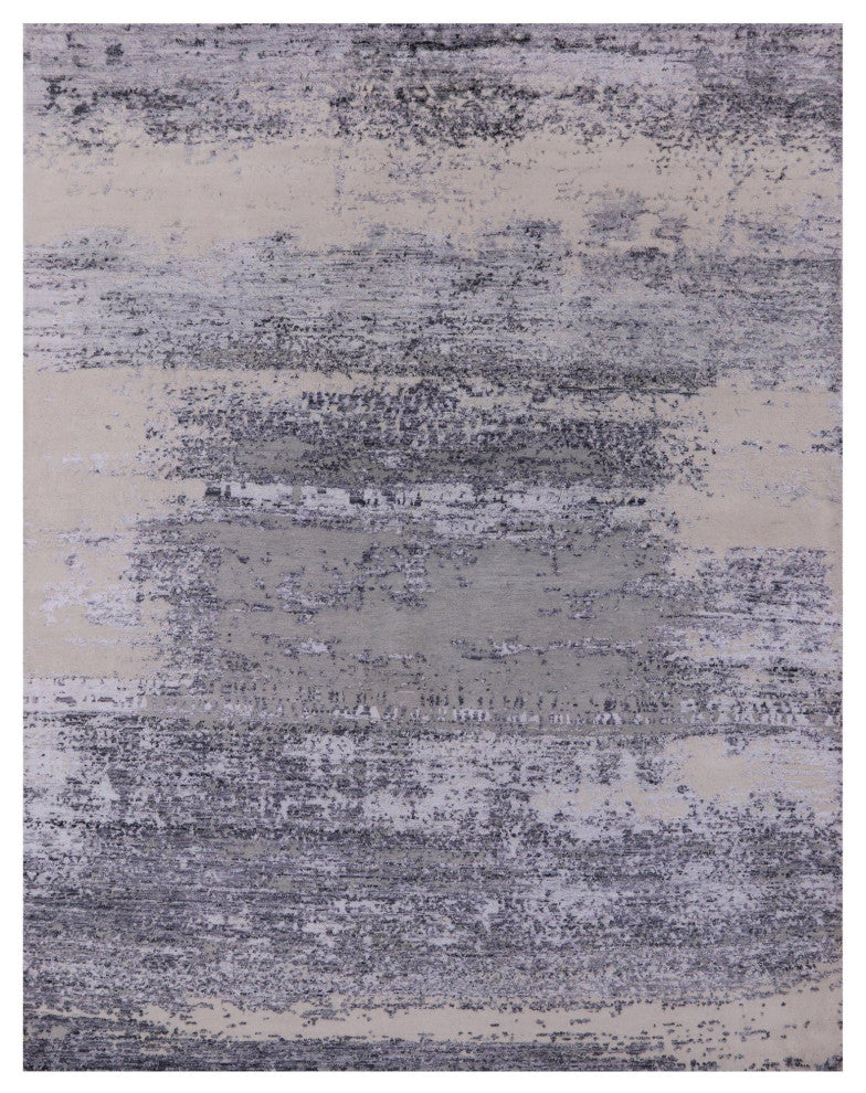 7' 10" X 10' 1" Modern Hand Knotted Wool and Silk Rug Q7216
