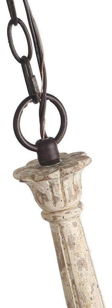 LNC 6-Light Distressed Wood French Country and Farmhouse Candle Chandelier