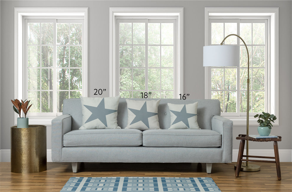 26x26" Greek Key Patterned Nautical Decorative Indoor Pillow, Shark Blue
