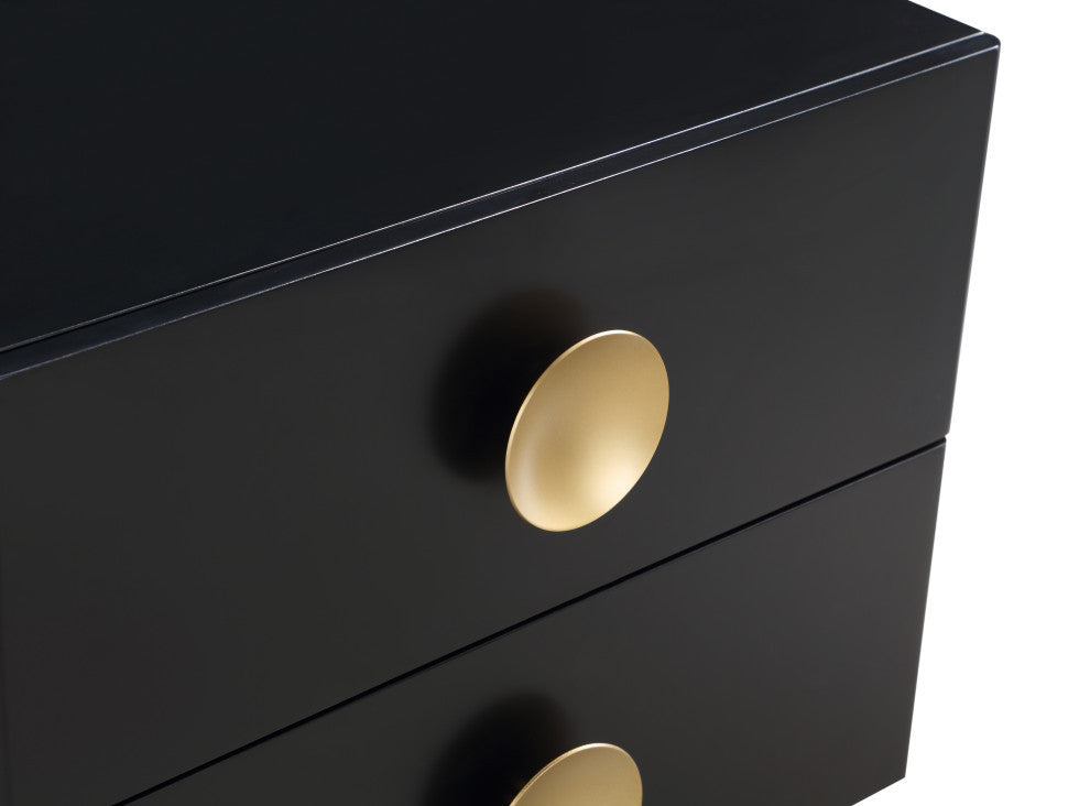 Zayne Wood / Metal Contemporary Nightstand, Rich Black Finish