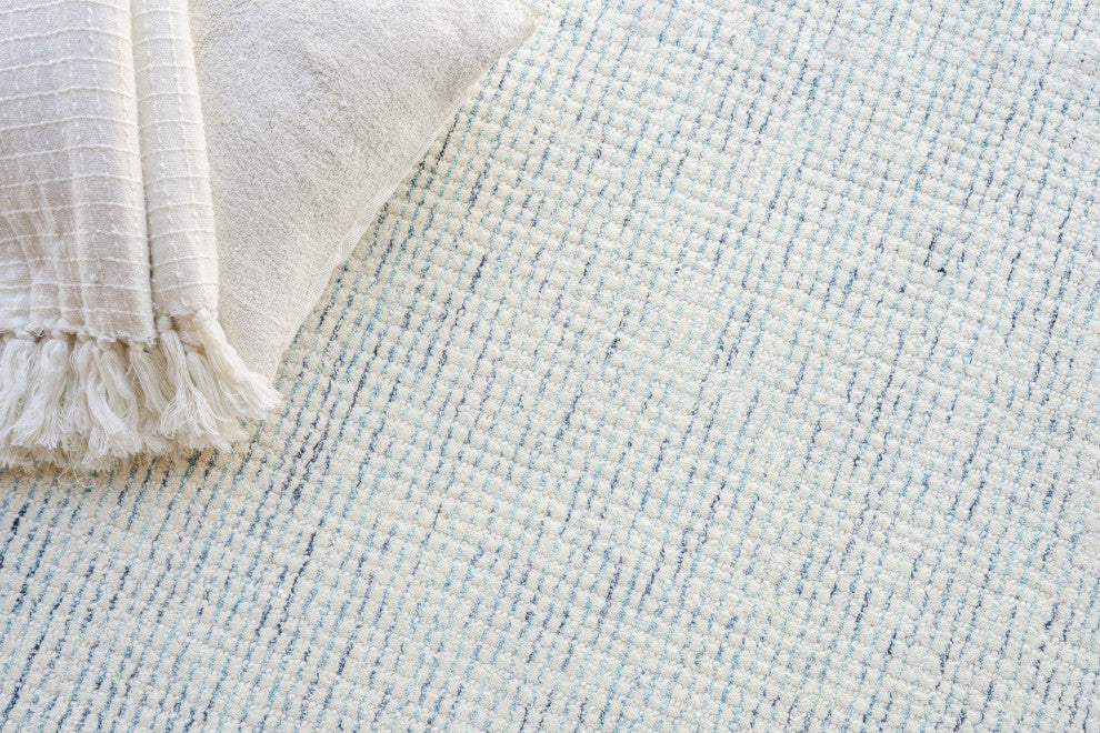 Key West Handmade Hand-Tufted Wool Blue/Ivory Area Rug, 10'x14'