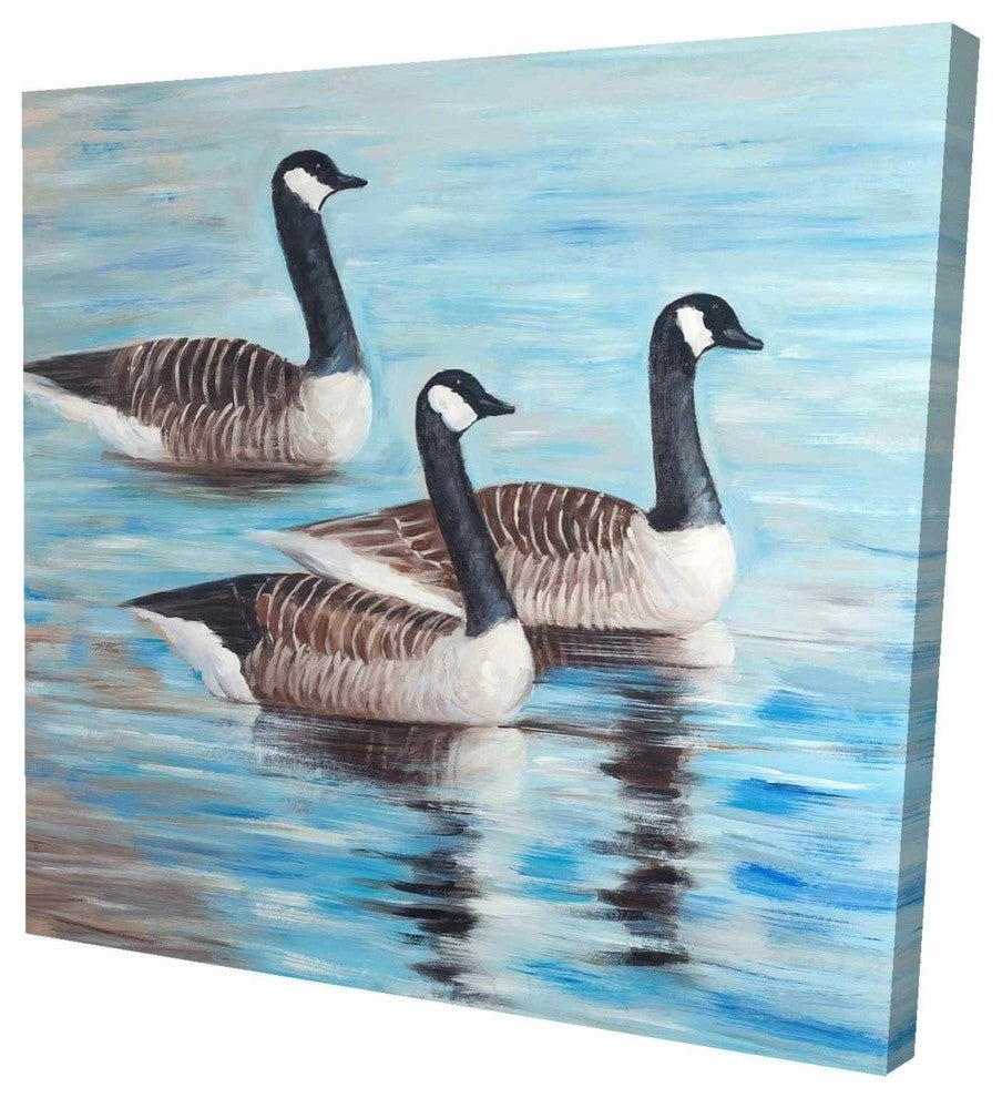 Bustards In the Water, Fine Art Gallery Wrapped Canvas, 24"x24"x1.5''