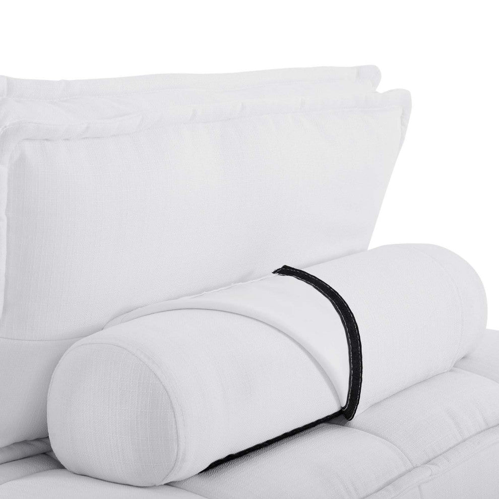 Modular Deep Tufted Sectional Sofa Set, White, Fabric, Modern, Cafe Hospitality