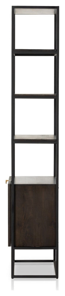 Kelby Bookcase Carved Vintage Brown, Vintage Brown, Gunmetal
