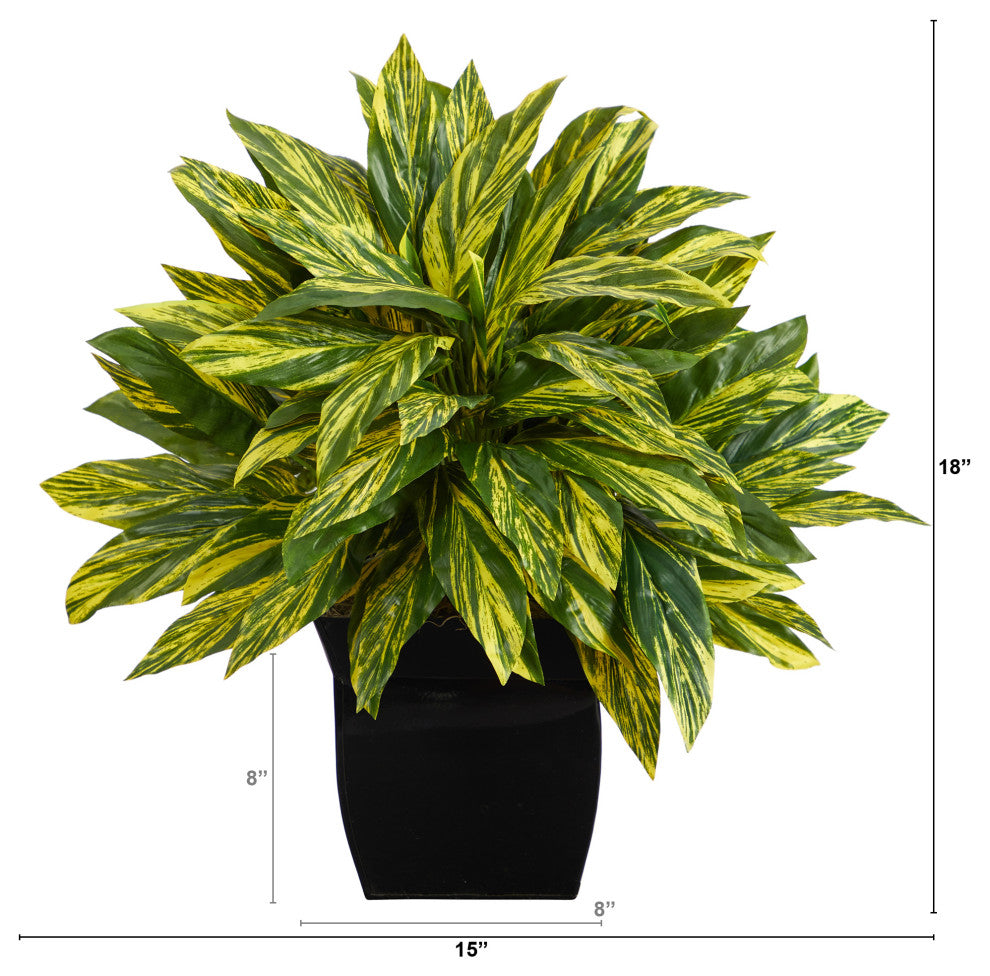 18" Tradescantia Artificial Plant, Black Metal Planter, Real Touch