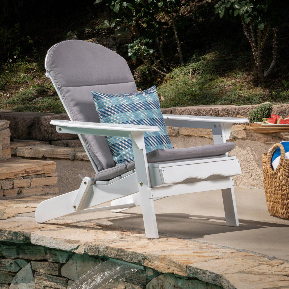 GDF Studio Malibu Outdoor Water-Resistant Adirondack Chair Cushion, Gray