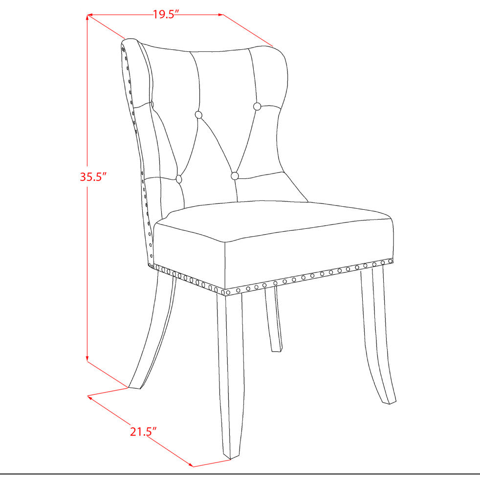 Set Of 2, Dining Chair- Upholstered, Black Wooden Frame, Coffee Seat