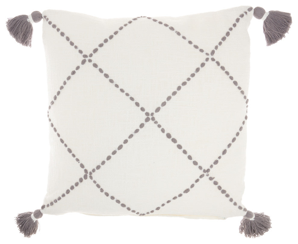 Mina Victory SH038 Throw Pillow, Grey, 20"X20"