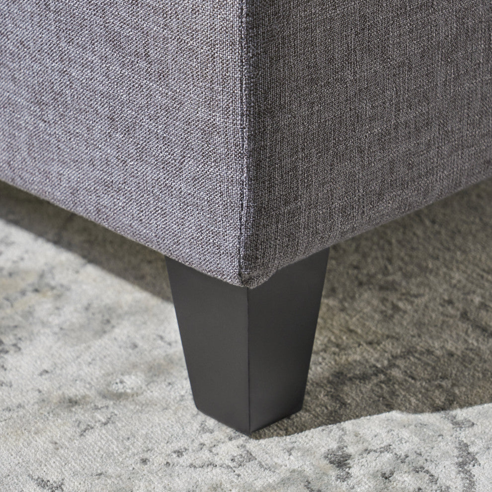 GDF Studio Sterling Fabric Tufted Storage Ottoman, Gray