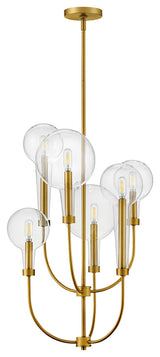 Hinkley 27.75" Alchemy Multi-Tier 6- Light Chandelier, Lacquered Brass