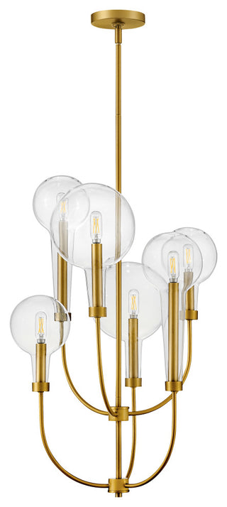Hinkley 27.75" Alchemy Multi-Tier 6- Light Chandelier, Lacquered Brass