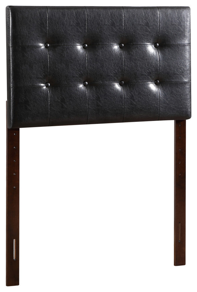 Novo 2 Faux Leather Adjustable Headboard, Black, Twin