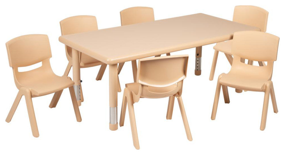24W x 48L Rectangular Natural Plastic Height Adjustable Activity Table Set...