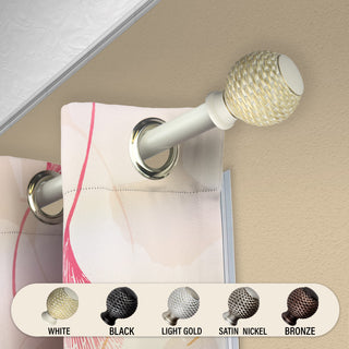 Wicker 1" Curtain Rod, White, 120-170"
