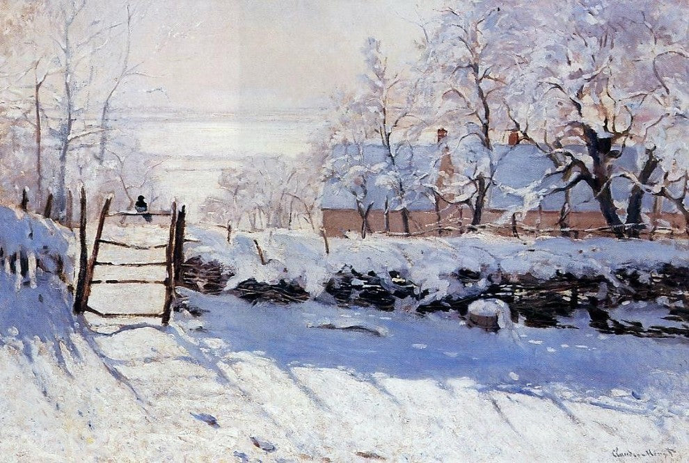 Claude Oscar Monet The Magpie, Gallery Wrapped Canvas Print, 18"x27"