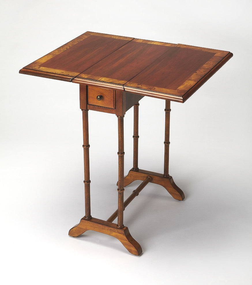 Darrow Drop-Leaf Wood Side Table, Olive Ash Burl