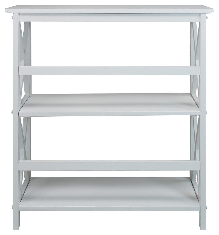 Montego 3-Shelf White Bookcase