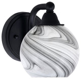 Paramount 1-Light Wall Sconce, Matte Black, 5.75" Onyx Swirl Glass