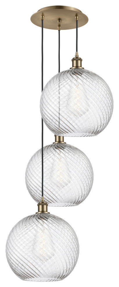 Innovations 113B-3P-AB-G1214-12 3 Light Multi-Pendant, Antique Brass