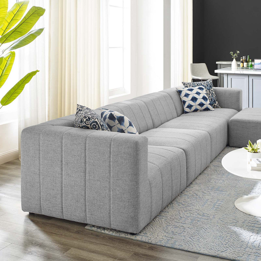 Sectional Sofa Set, Fabric, Gray, Modern, Living Lounge Hotel Hospitality