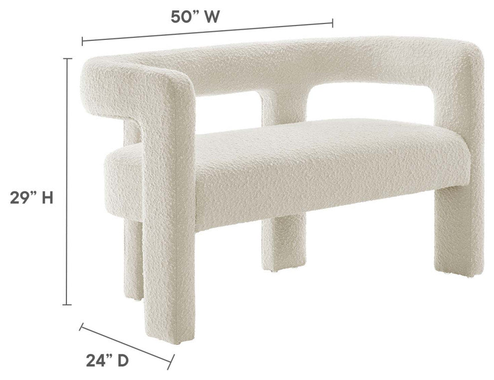 Kayla Boucle Upholstered Loveseat - Ivory