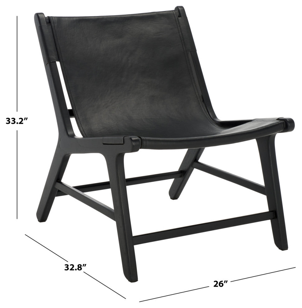 Safavieh Couture Alanarose Leather Accent Chair, Black