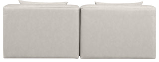 Cube Upholstered Modular Sofa, Cream, 2-Piece: 2 Armless Chair, Vegan Leather