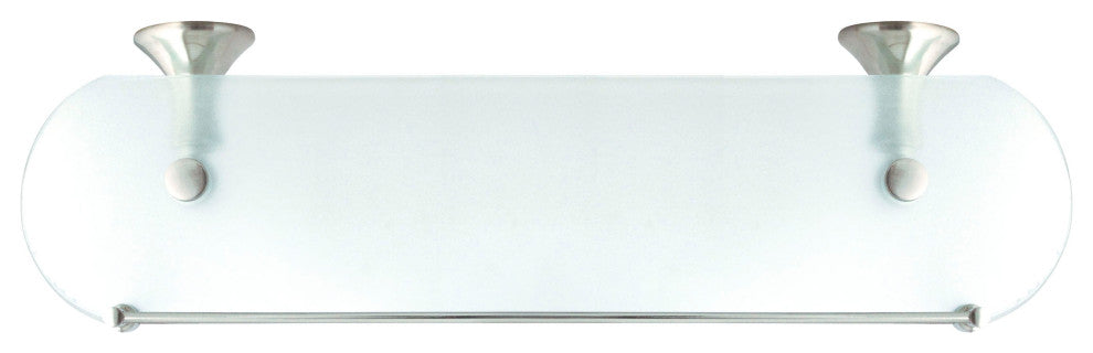 MODONA's 20" Frosted Glass Shelf With Rail Antica Series -, Satin Nickel