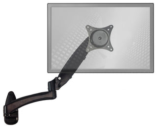 Sit-Stand Wall Mount Monitor Arm: Extended Single Screen Black