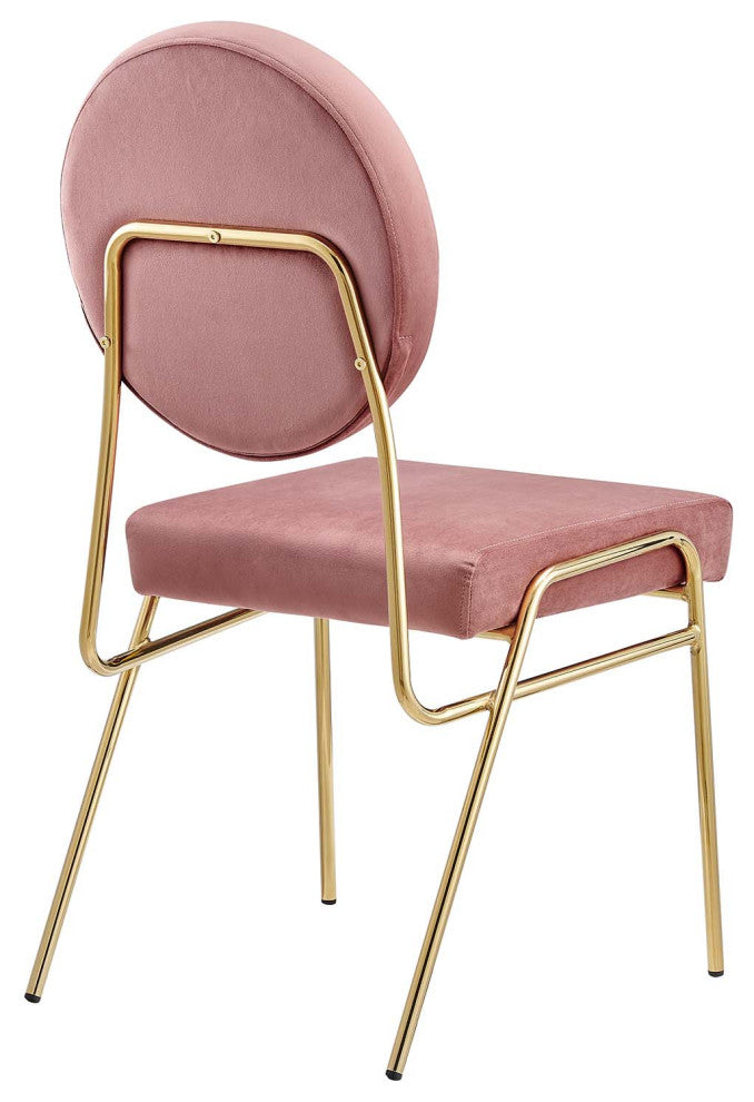Craft Performance Velvet Dining Side Chair, Gold Dusty Rose