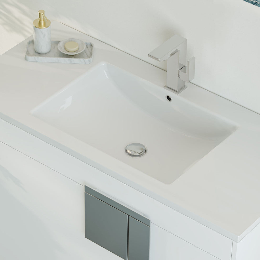 The Lancado Bathroom Vanity, White, 40", Single Sink, Freestanding