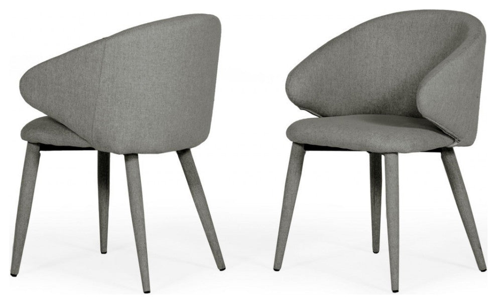 Set of Two Gray Fabric Wrapped Dining Chairs