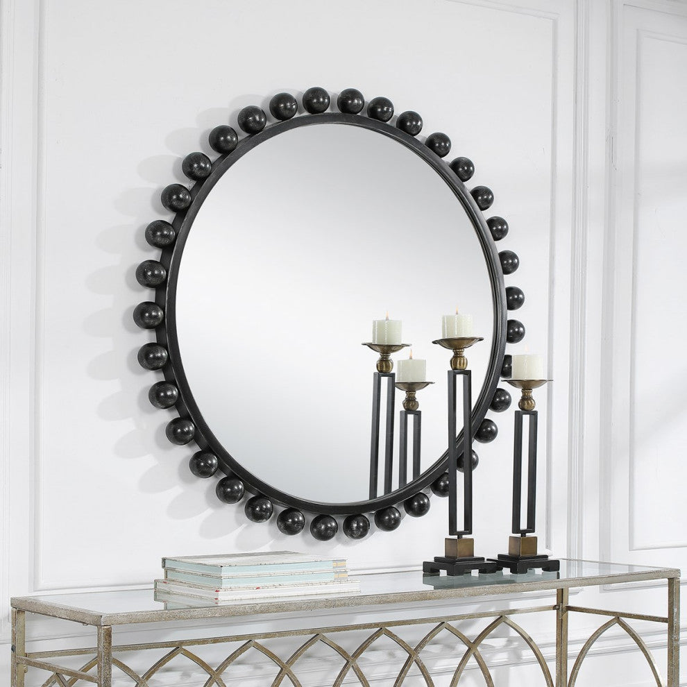 Uttermost Cyra Black Round Mirror 09694