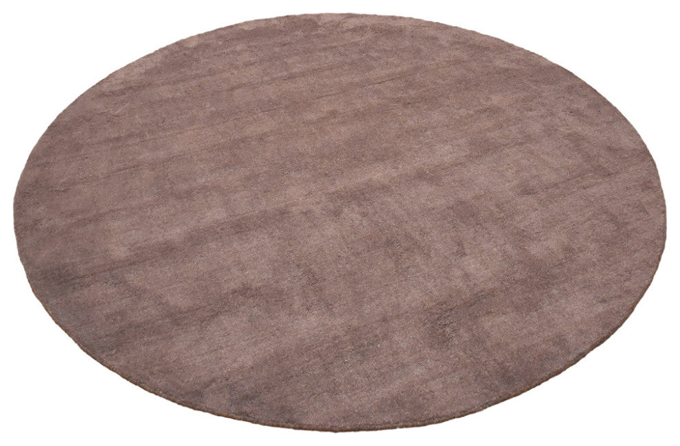 Hand Knotted Loom Silk Mix Area Rug Solid Light Brown, [Round] 8'x8'