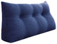 Bedrest Back Support Pillow, Bolster Lumbar Pillow, Reading Wedge Linen Blue, 39x20x8