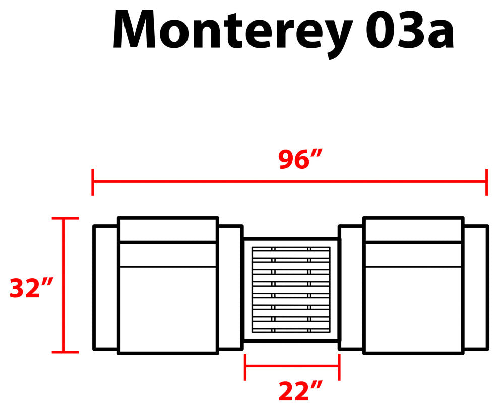 Monterey 3 Piece Outdoor Wicker Patio Furniture Set 03a