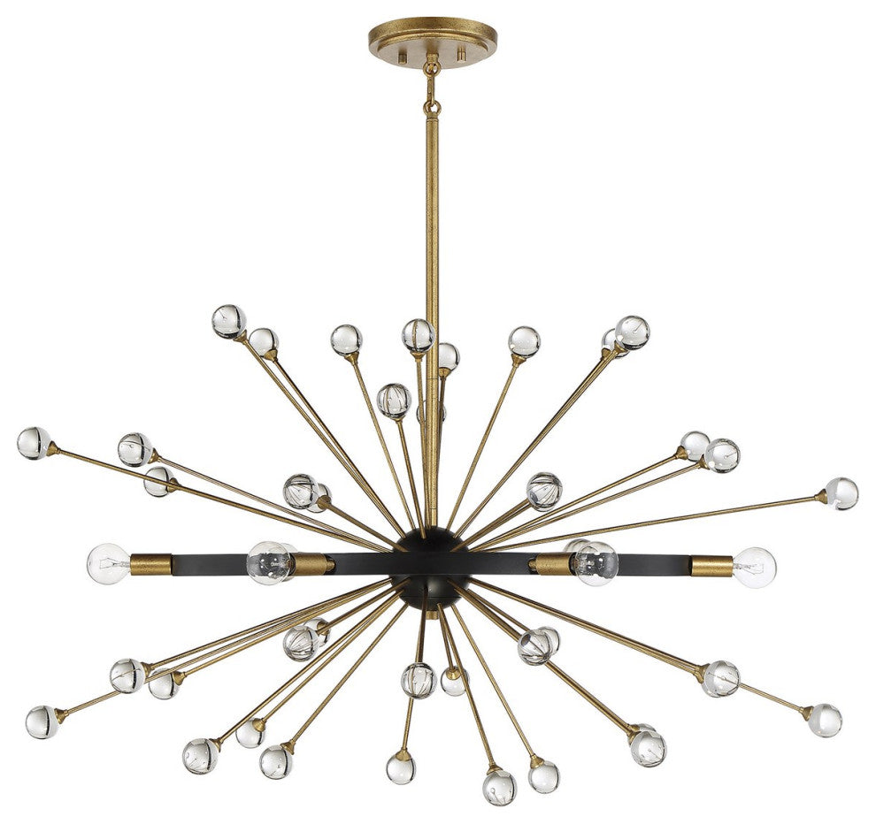 Savoy House Ariel 6-Light Oval Chandelier 1-1858-6-62, Como Black With Gold