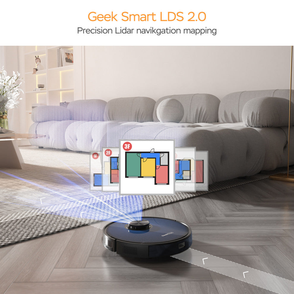 Robot Vacuum Cleaner and Mop, LDS Navigation, Wi-Fi Connected App