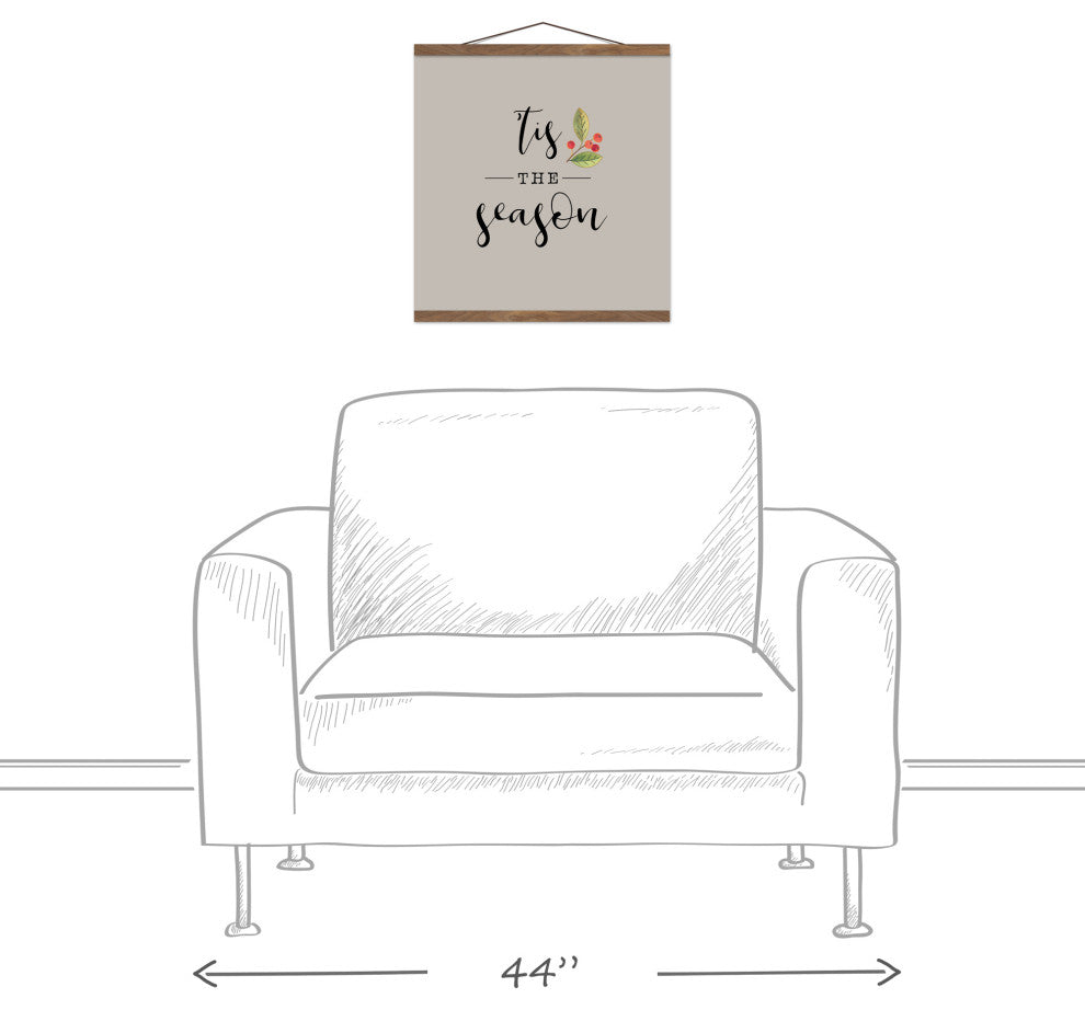 Tis the Season Cream 16x16 Teak Hanging Canvas