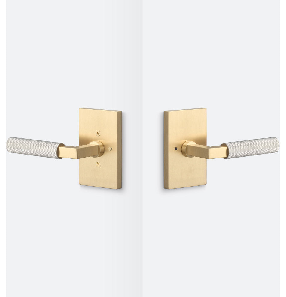 Levanto Privacy Rosette, Satin Brass, Knurled Grip in Nickel