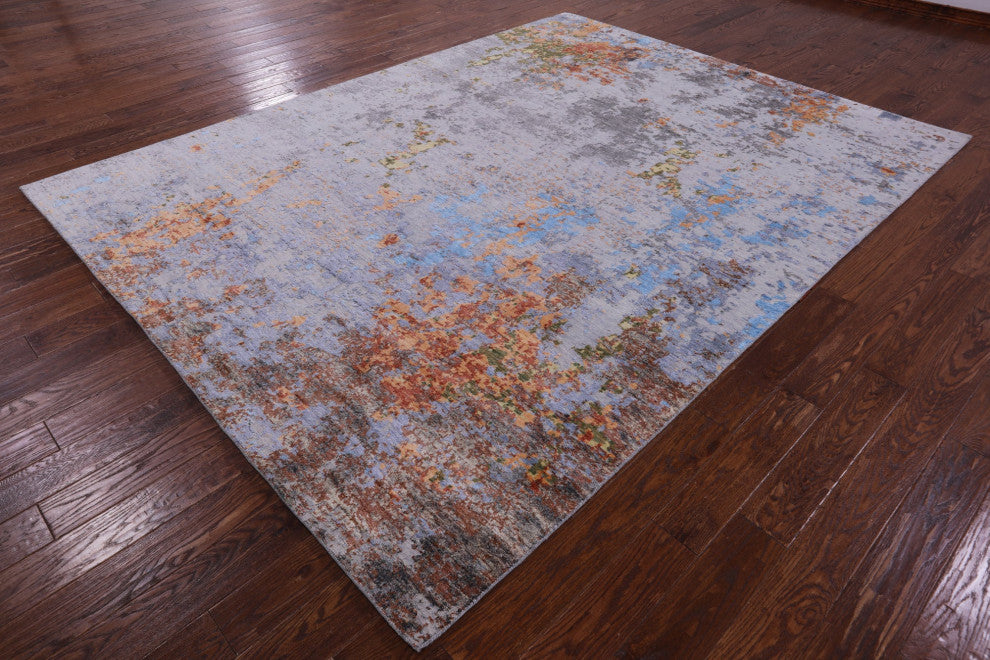 8' 0" X 10' 6" Wool & Silk Abstract Hand Knotted Rug - Q13510