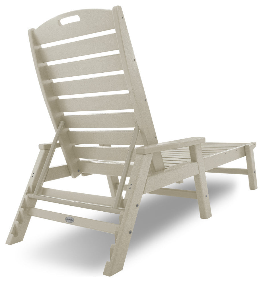 Polywood Nautical Chaise With Arms, Sand