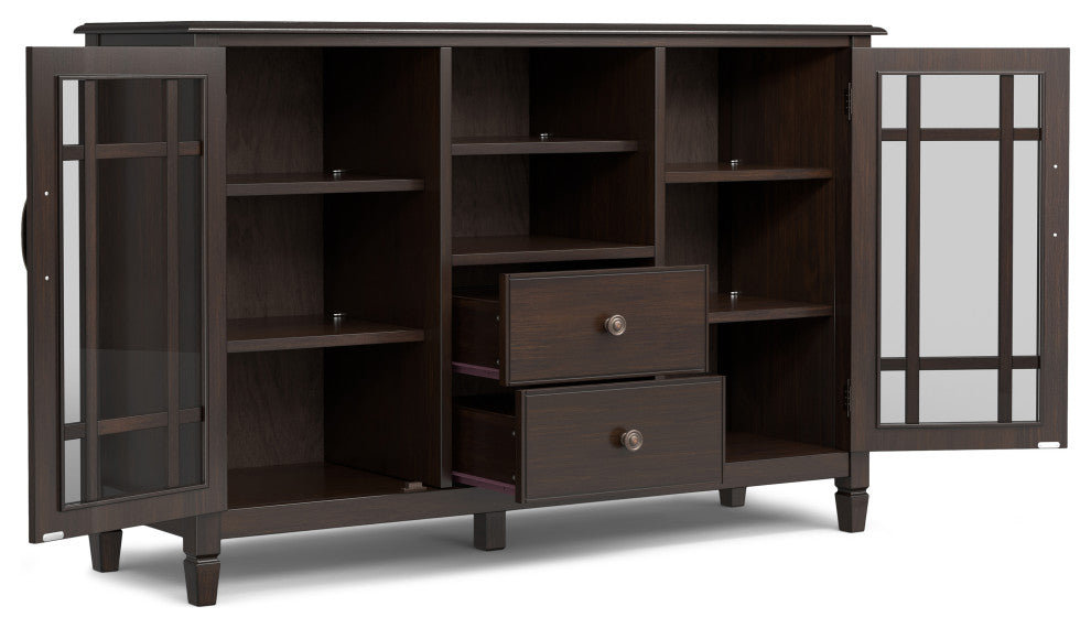 Connaught Solid Wood Tall TV Stand, Dark Chestnut Brown For TVs up to 60"