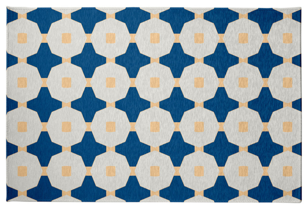 Button Up Spring Chenille Rug, Dark Cobalt Blue, 4'x6'