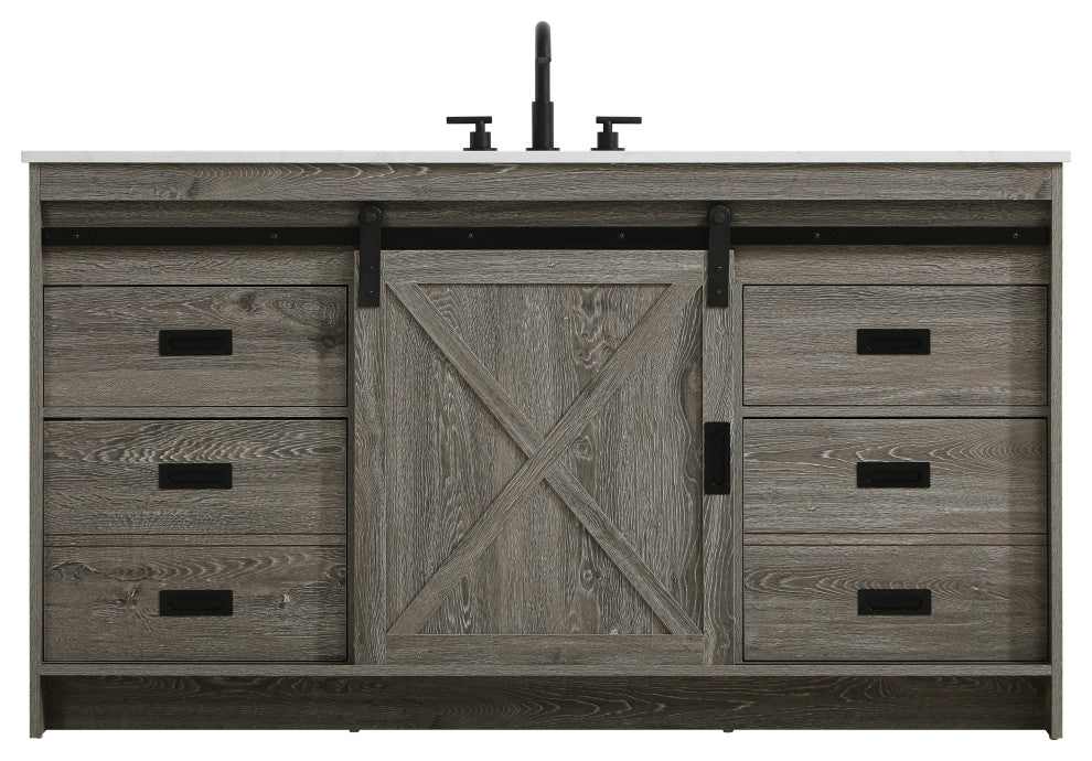 Home Living 60" Single Bathroom Vanity, Rustic Grey