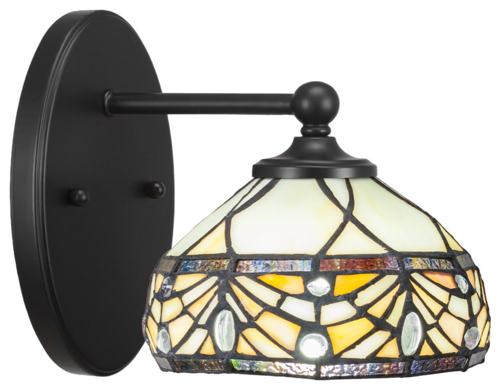 Capri 1-Light Wall Sconce, Matte Black/Royal Merlot Art