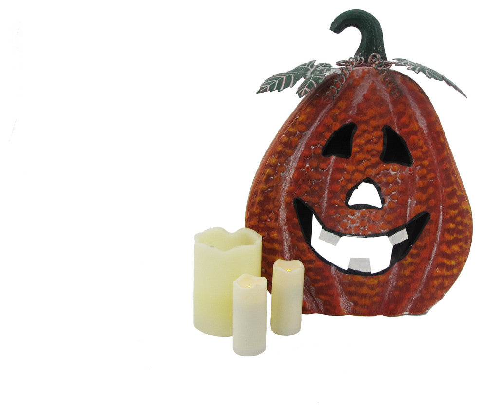 Metal Jack-O-Lantern Decorations, Set of 3